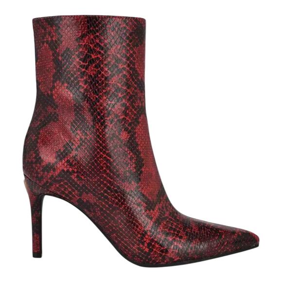 GUESS Women's Richery Stiletto Heel Ankle Dress Booties Red Snake Size 9 - Picture 2 of 5